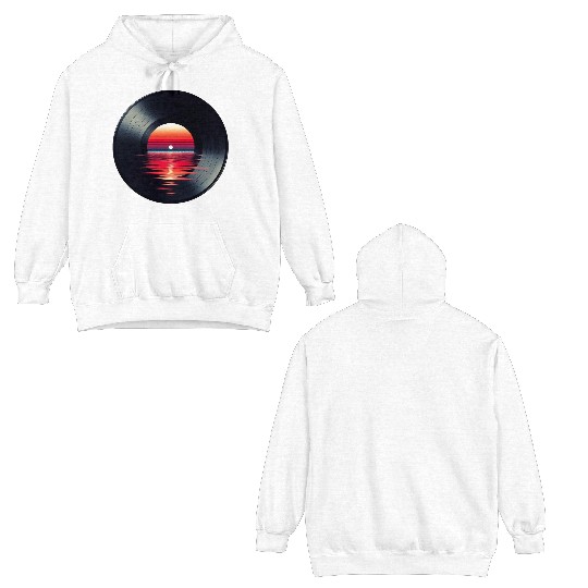 Vinyl LP Music Record, Retro Sunset Double Sided Hoodies