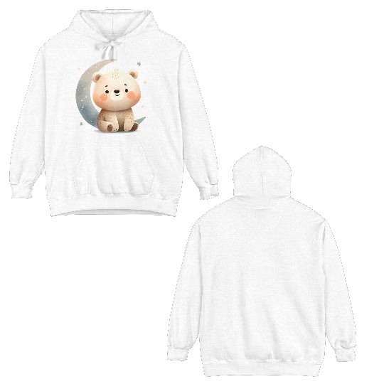 Little bear on the moon Double Sided Hoodies