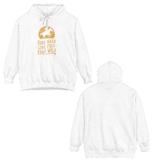 Cowboy Lifestyle Western Theme with Horses and Double Sided Hoodies