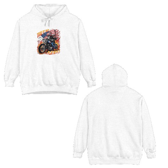Take it out play with it USA Flag Skeleton Biker Double Sided Hoodies