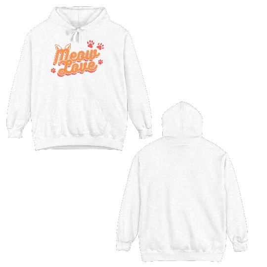 Meow Love, Cat Lover Double Sided Hoodies