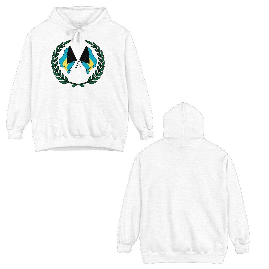 Flags Bahamas in laurel wreath Double Sided Hoodies
