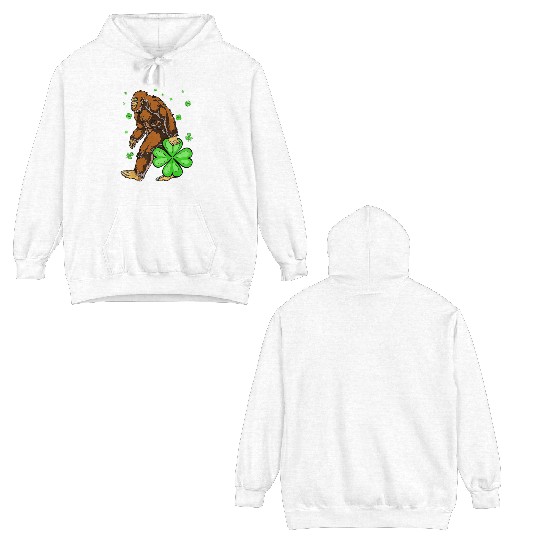St Patricks Day Bigfoot Irish Sasqautch Saint Double Sided Hoodies