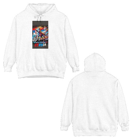 Serbia wolf national flag design Double Sided Hoodies
