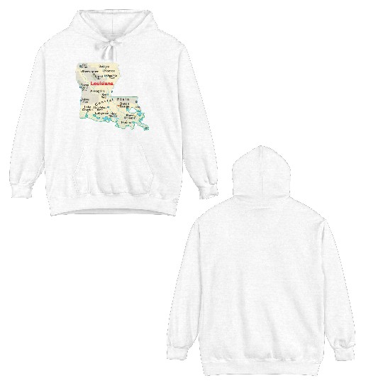 Louisiana map image of state. Double Sided Hoodies
