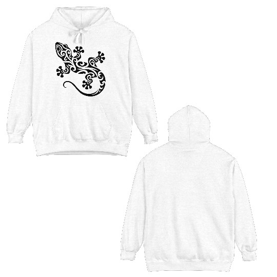 Cute Gecko In T Tattoo Ink Style Double Sided Hoodies