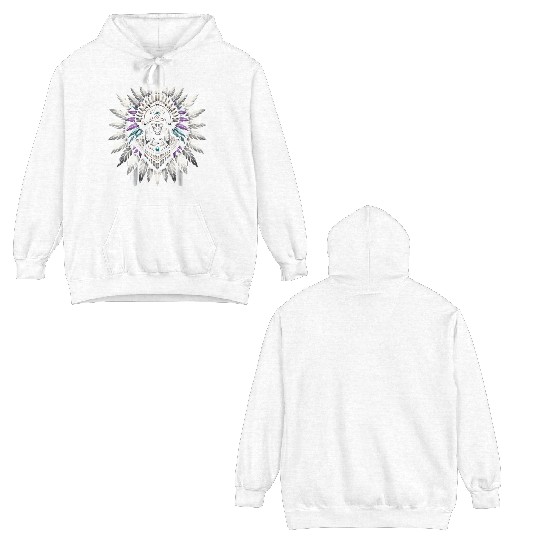 Aztec Warrior Mask with Tribal Art and Ancient Double Sided Hoodies