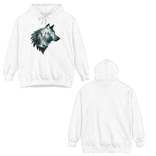 A Captivating Intricate Artwork Featuring A Wolf Double Sided Hoodies
