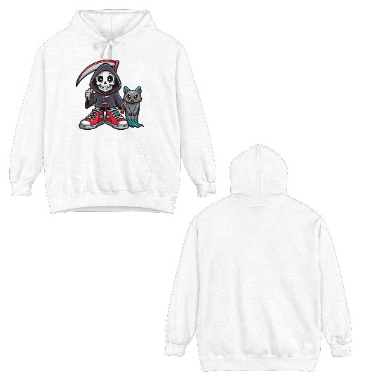 A colorful cartoon death skeleton Double Sided Hoodies