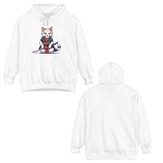 Pixel Samurai Cat Warrior Double Sided Hoodies