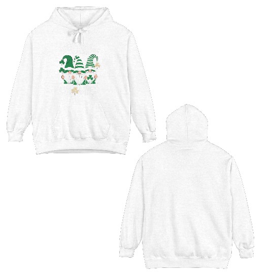 St Patricks Day Lucky Shamrock Leopard Gnomes Double Sided Hoodies