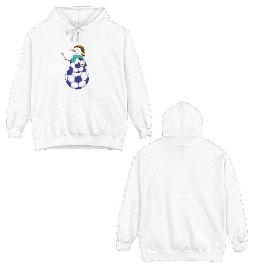 Snowman Soccer Winter Wonderland Fun Double Sided Hoodies