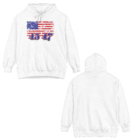 Distressed American Flag with Numeric Overlay Double Sided Hoodies