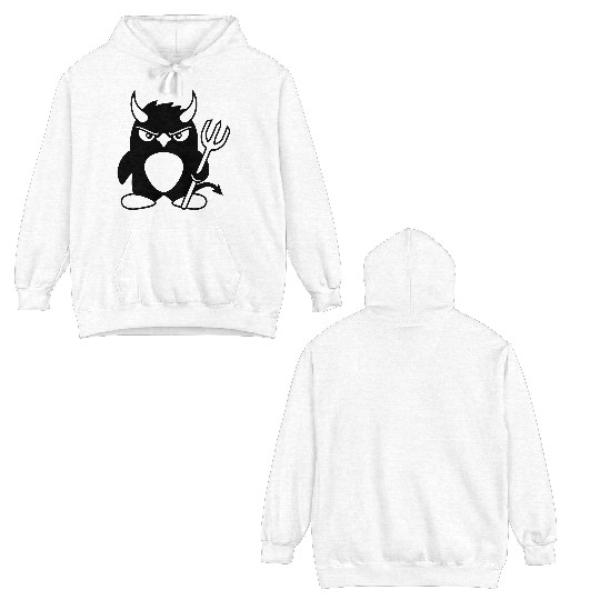 Penguin Devil Horns Trident Hell Evil Cool Satan Double Sided Hoodies