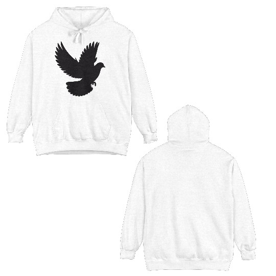Peaceful Dove in Flight - Silhouette Style Double Sided Hoodies