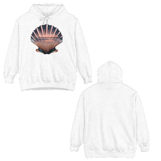 Seashell Beach Scene Serene Ocean Landscape Double Sided Hoodies