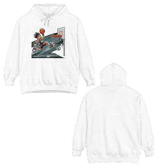 Slam Dunk Basketball Goal Cartoon Design Double Sided Hoodies