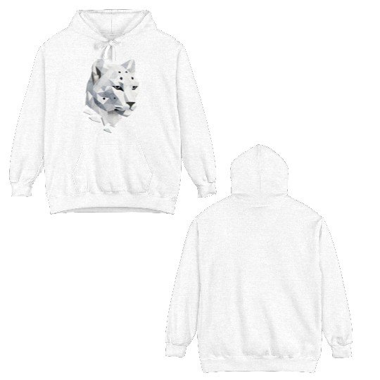 Geometric Snow Leopard - Elegance of the Wild Double Sided Hoodies