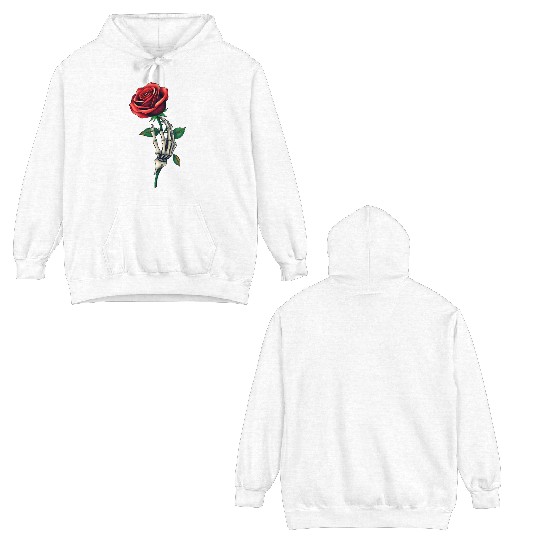 Skeleton Hand Holding a Rose: Beauty in the Dark Double Sided Hoodies