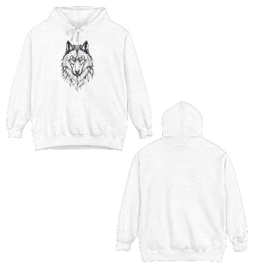 Wolf Face: Majestic and Wild Double Sided Hoodies