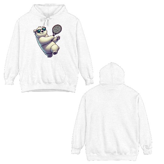 Polar Bear Tennis Player Arctic Cartoon Double Sided Hoodies