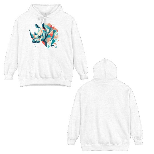 Abstract Rhinoceros - Geometric Strength Double Sided Hoodies