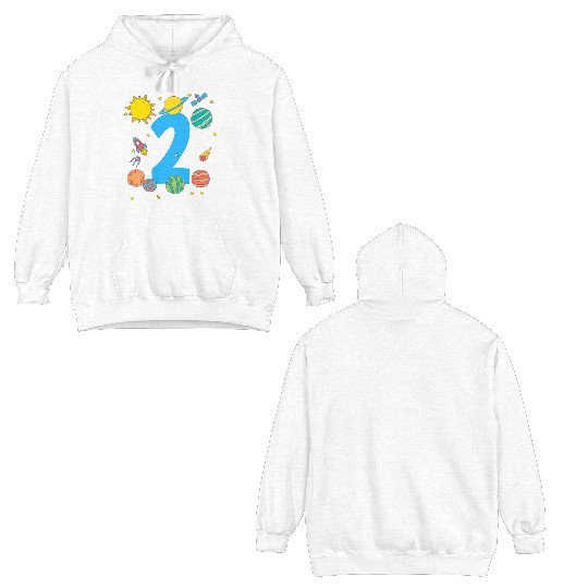 Space Number Two Adventure Fun Birthday Double Sided Hoodies