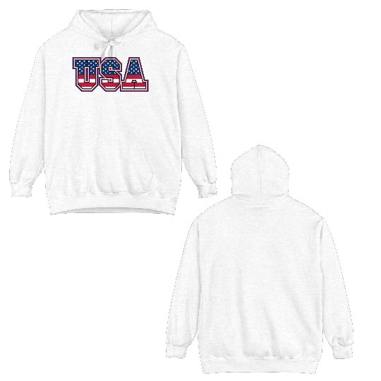 USA Letters with American Flag Pattern Double Sided Hoodies