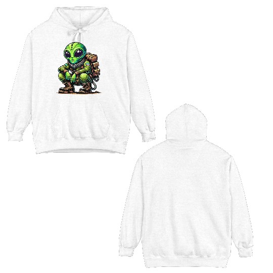 Funny cartoon Chill Alien in Space Suit Double Sided Hoodies