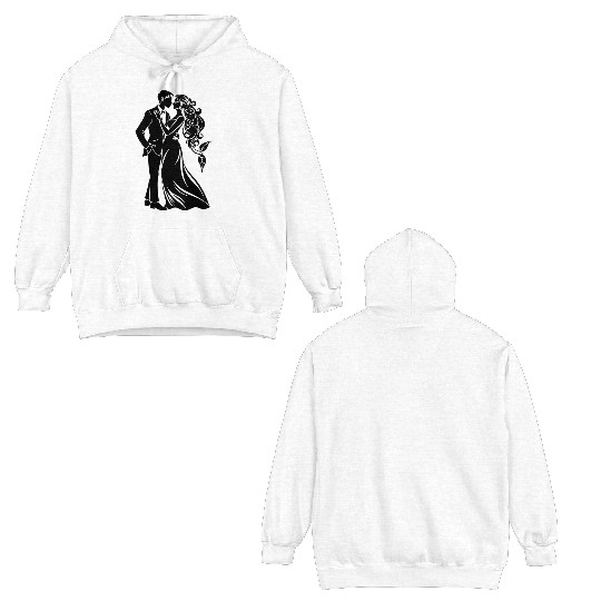 Bride and Groom Silhouette – Anniversary or Engage Double Sided Hoodies