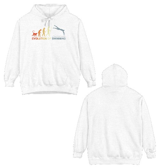 Vintage Evolution Of Swimming Double Sided Hoodies
