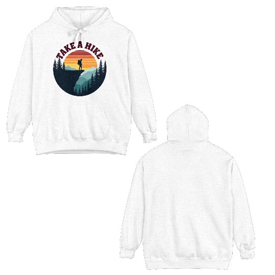 Take A Hike - Vintage Sunset Mountain Silhouette Double Sided Hoodies