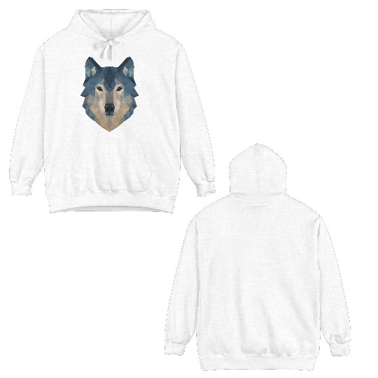 Geometric Wolf Face – Bold Abstract Wild Animal Ar Double Sided Hoodies