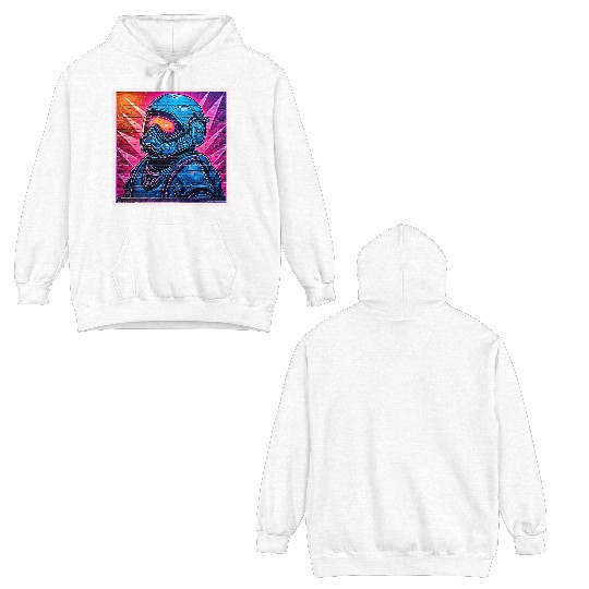 Neon Cyberpunk Astronaut Double Sided Hoodies