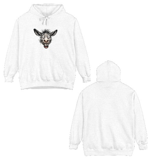 Humorous Eccentric Donkey Illustration Double Sided Hoodies