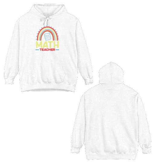 Math Teacher Rainbow Graphic Art Double Sided Hoodies