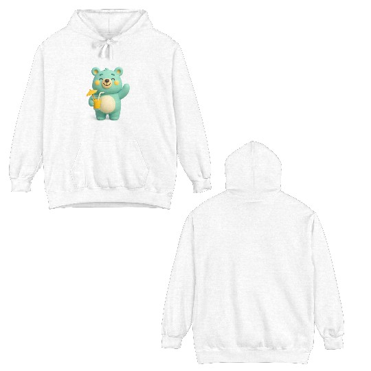 A bear cub with a cocktail Double Sided Hoodies