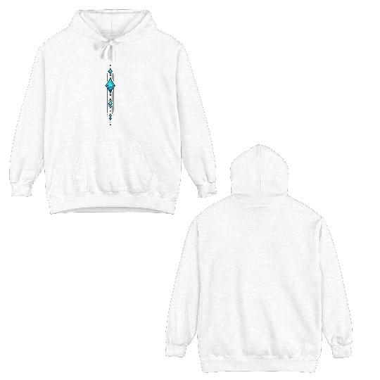 Intricate Blue Gem Design Double Sided Hoodies