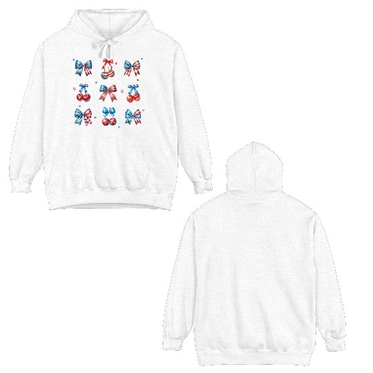 America Cherry Bow 4th of July Double Sided Hoodies