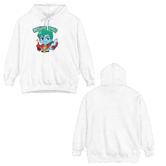 Chibi Style Captain Planet Reduce This!Design Double Sided Hoodies