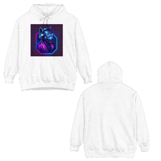 "Cyberpunk DJ Dog | Futuristic Style with a Doggy- Double Sided Hoodies