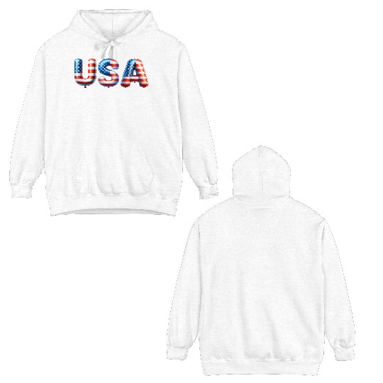 USA Lettering in national colors  Balloon style! Double Sided Hoodies