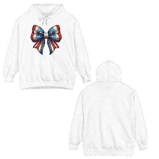 4th of July Coquette Bow USA Double Sided Hoodies