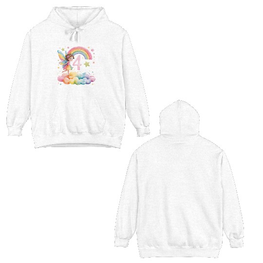 Magical Rainbow Fairy Elf 4th Birthday Girl Double Sided Hoodies