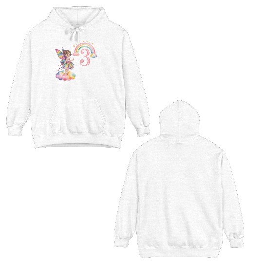 Magical Rainbow Fairy Elf 3nd Birthday Girl Double Sided Hoodies