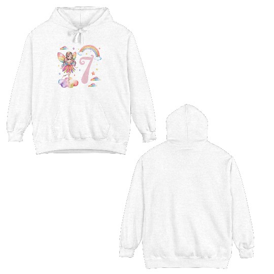 Magical Rainbow Fairy Elf 7th Birthday Girl Double Sided Hoodies
