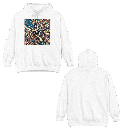 Patriotic Photography Gear Illustration Double Sided Hoodies
