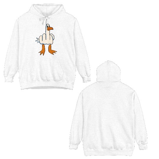 Whimsical Middle Finger Goose Illustration Double Sided Hoodies