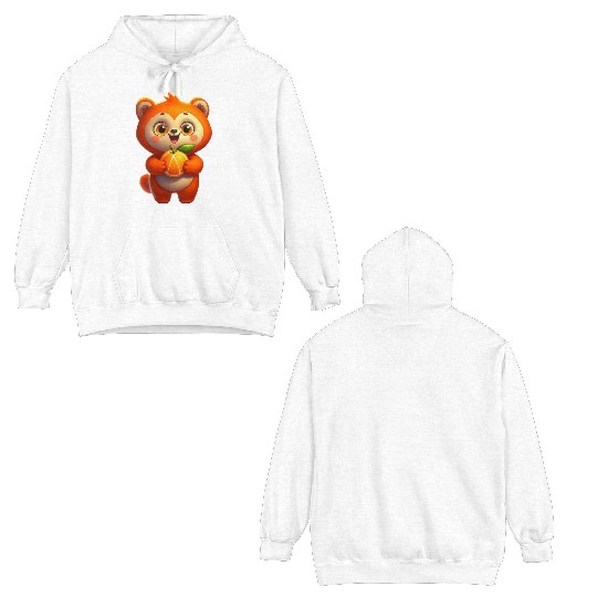 Bear with orange Double Sided Hoodies