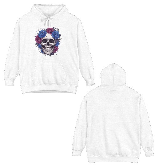 Floral Skull Art Print Double Sided Hoodies